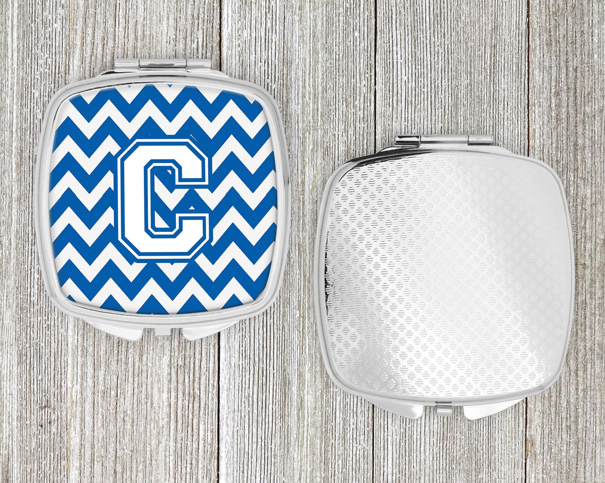 Letter C Chevron Blue and White Compact Mirror CJ1045-CSCM by Caroline's Treasures