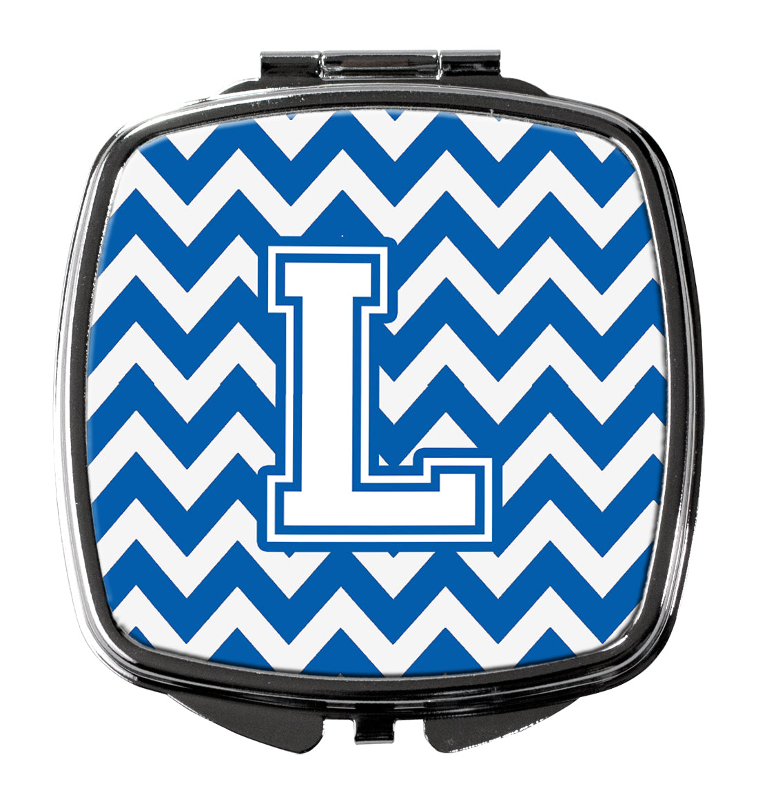 Letter L Chevron Blue and White Compact Mirror CJ1045-LSCM by Caroline's Treasures