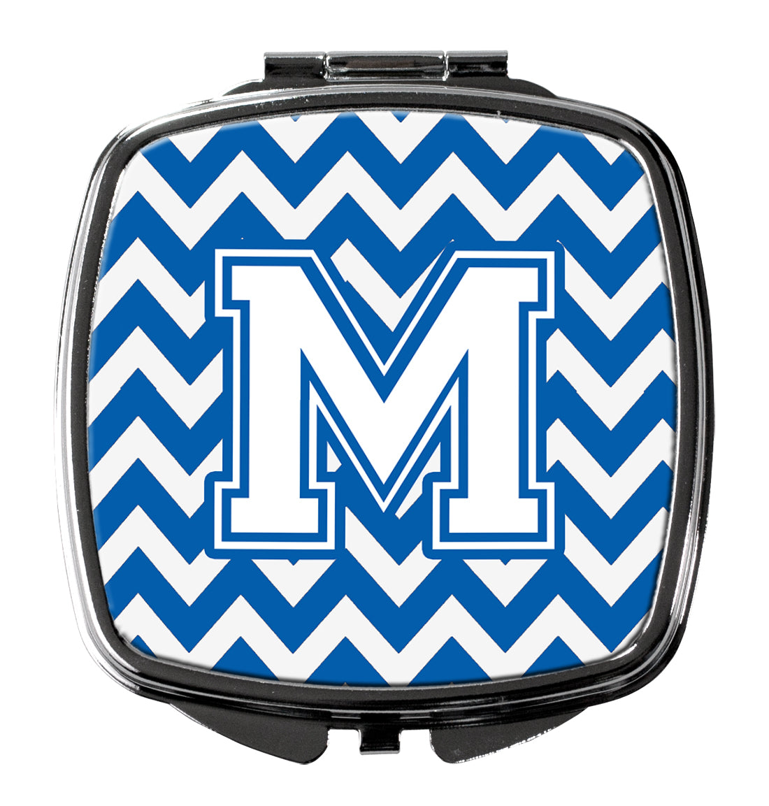 Letter M Chevron Blue and White Compact Mirror CJ1045-MSCM by Caroline's Treasures