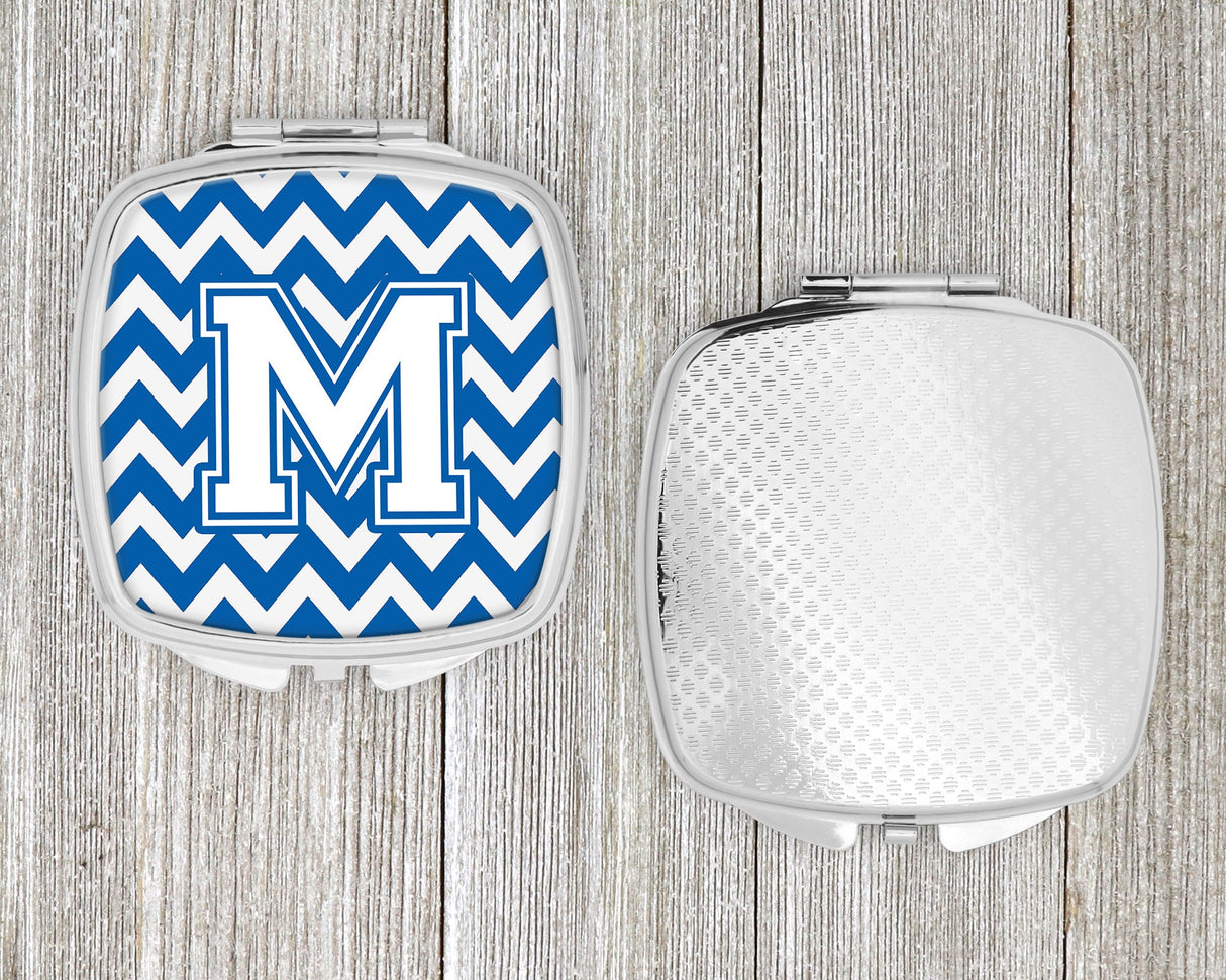 Letter M Chevron Blue and White Compact Mirror CJ1045-MSCM by Caroline's Treasures