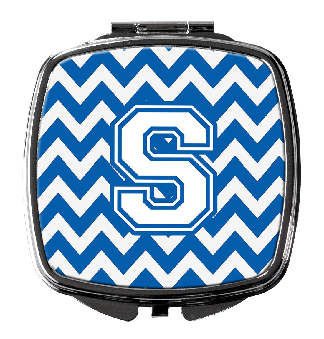 Letter S Chevron Blue and White Compact Mirror CJ1045-SSCM by Caroline's Treasures