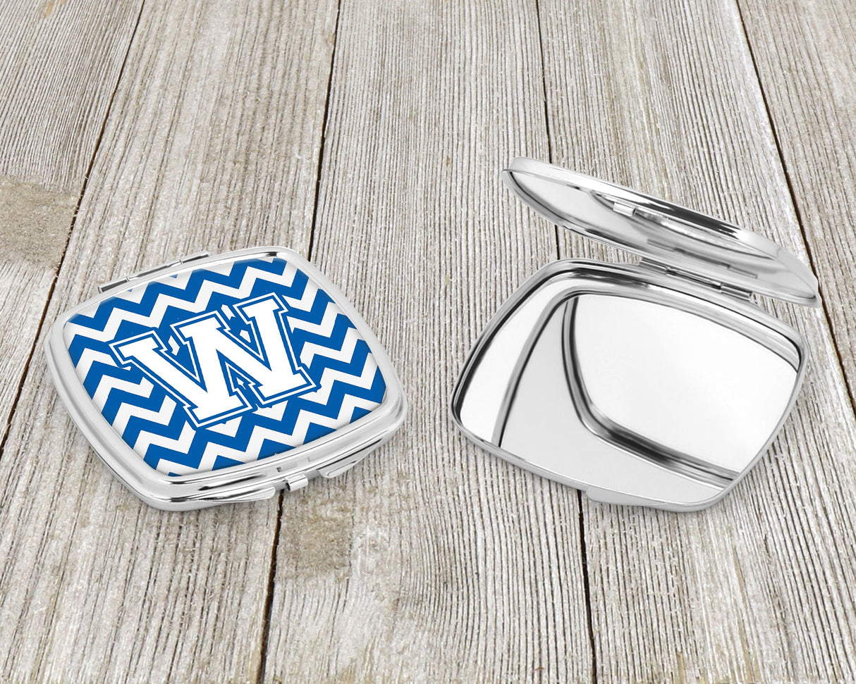 Letter W Chevron Blue and White Compact Mirror CJ1045-WSCM by Caroline's Treasures