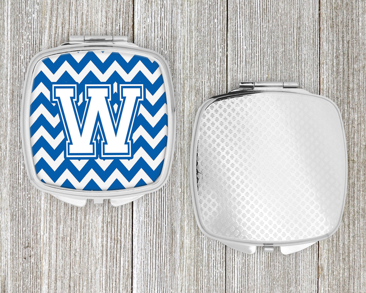 Letter W Chevron Blue and White Compact Mirror CJ1045-WSCM by Caroline's Treasures