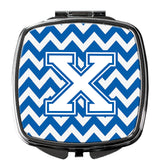 Letter X Chevron Blue and White Compact Mirror CJ1045-XSCM by Caroline's Treasures