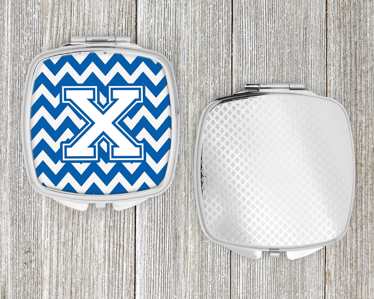 Letter X Chevron Blue and White Compact Mirror CJ1045-XSCM by Caroline's Treasures