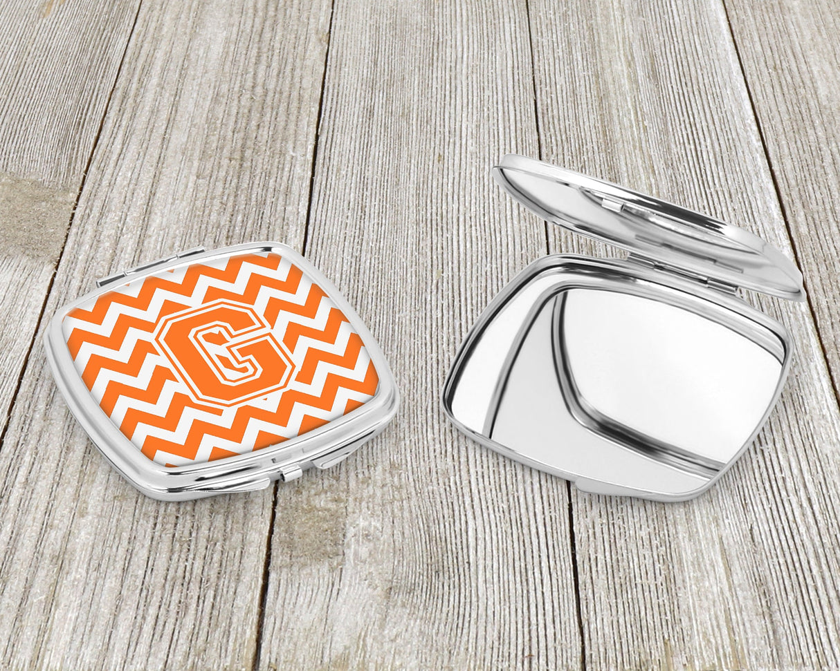 Letter G Chevron Orange and White Compact Mirror CJ1046-GSCM by Caroline's Treasures