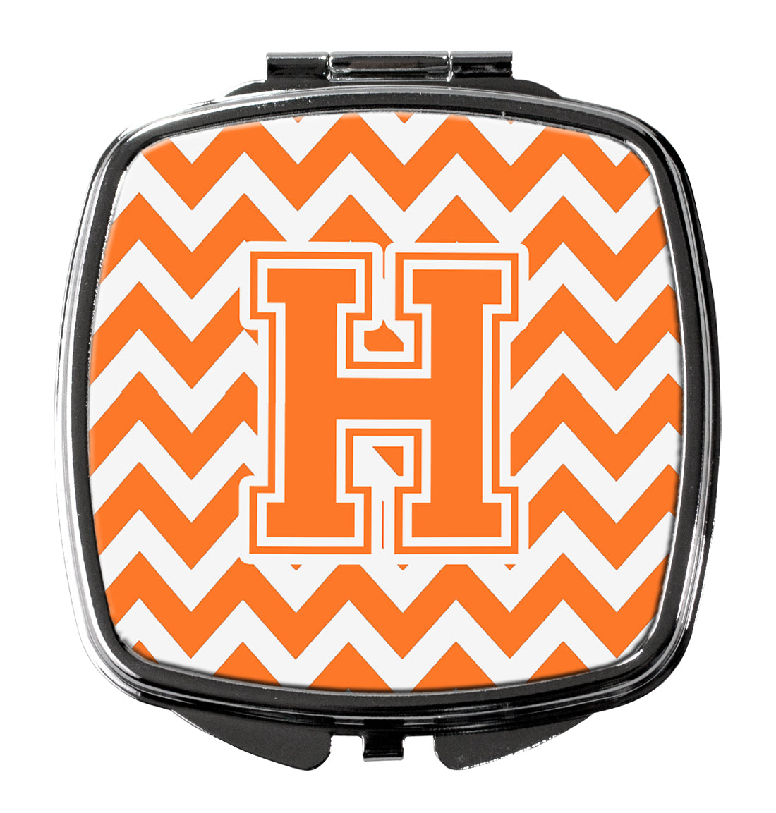 Letter H Chevron Orange and White Compact Mirror CJ1046-HSCM by Caroline's Treasures