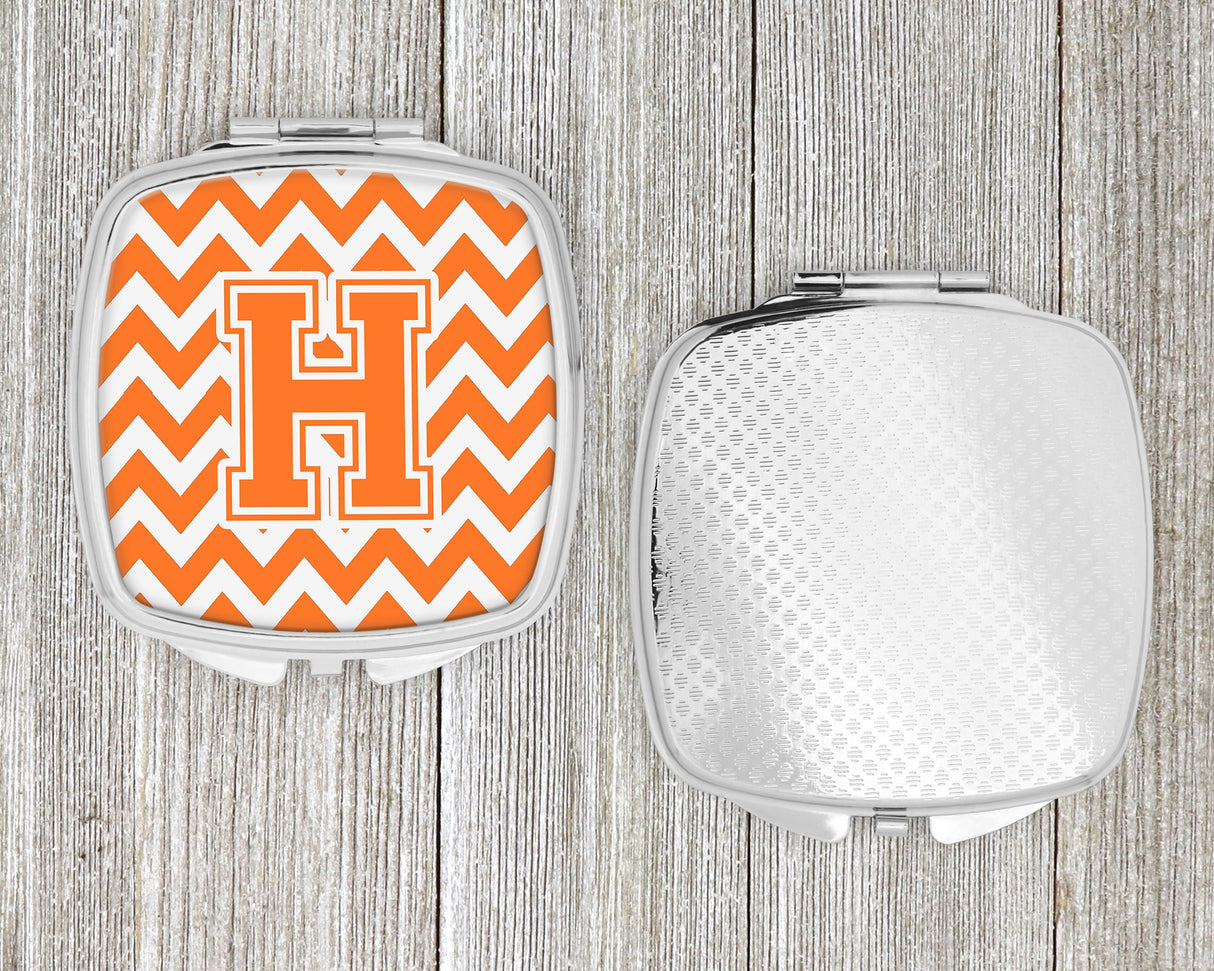 Letter H Chevron Orange and White Compact Mirror CJ1046-HSCM by Caroline's Treasures