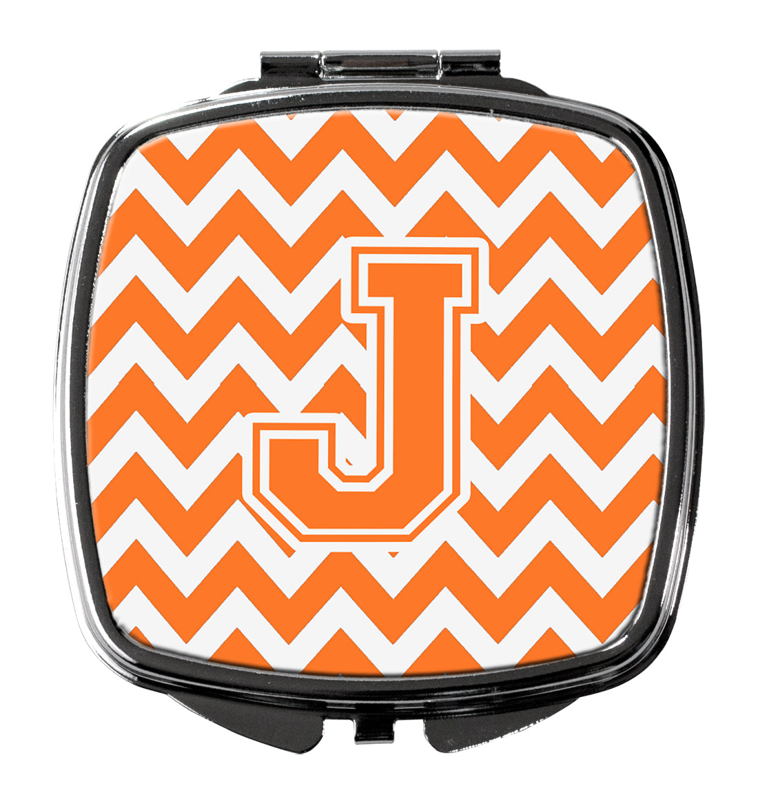 Letter J Chevron Orange and White Compact Mirror CJ1046-JSCM by Caroline's Treasures