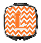 Letter L Chevron Orange and White Compact Mirror CJ1046-LSCM by Caroline's Treasures