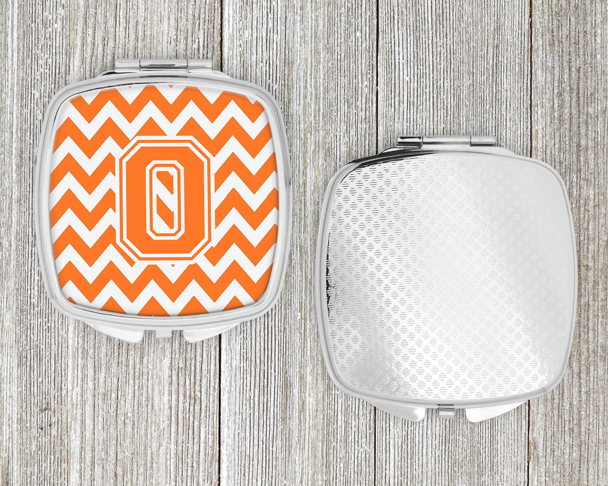 Letter O Chevron Orange and White Compact Mirror CJ1046-OSCM by Caroline's Treasures