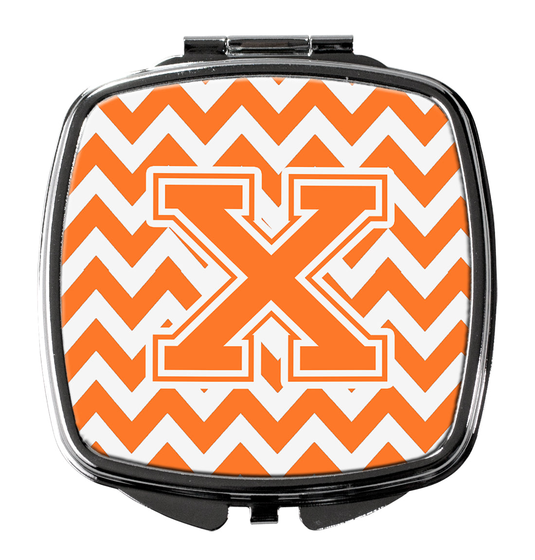 Letter X Chevron Orange and White Compact Mirror CJ1046-XSCM by Caroline's Treasures