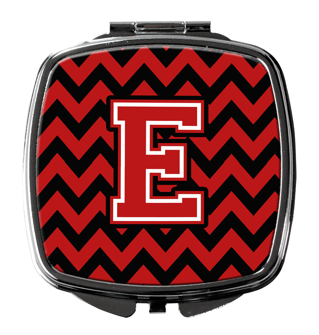 Letter E Chevron Black and Red   Compact Mirror CJ1047-ESCM by Caroline's Treasures