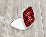 Letter E Chevron Black and Red   Compact Mirror CJ1047-ESCM by Caroline's Treasures