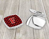 Letter F Chevron Black and Red   Compact Mirror CJ1047-FSCM by Caroline's Treasures