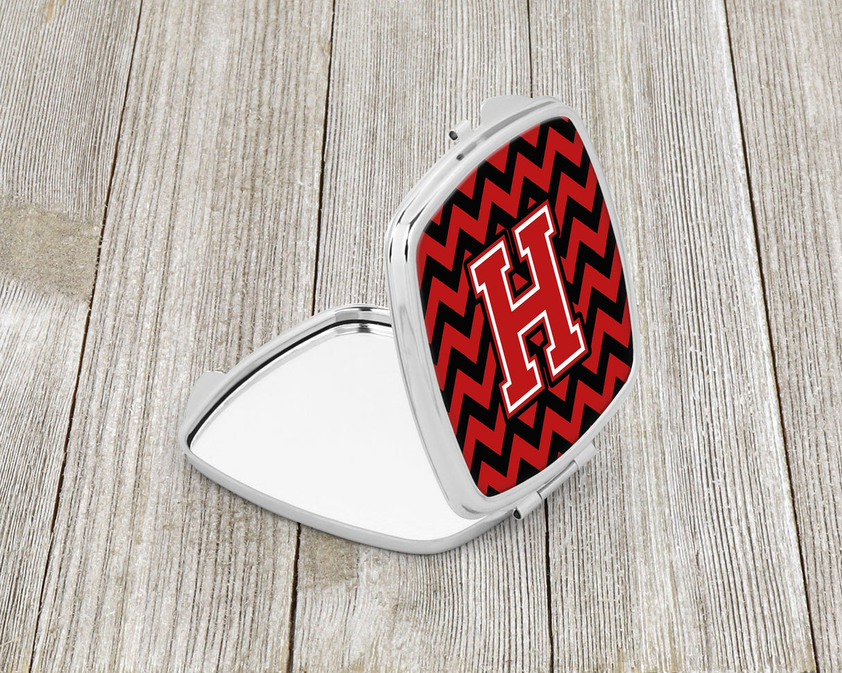 Letter H Chevron Black and Red   Compact Mirror CJ1047-HSCM by Caroline's Treasures