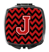 Letter J Chevron Black and Red   Compact Mirror CJ1047-JSCM by Caroline's Treasures