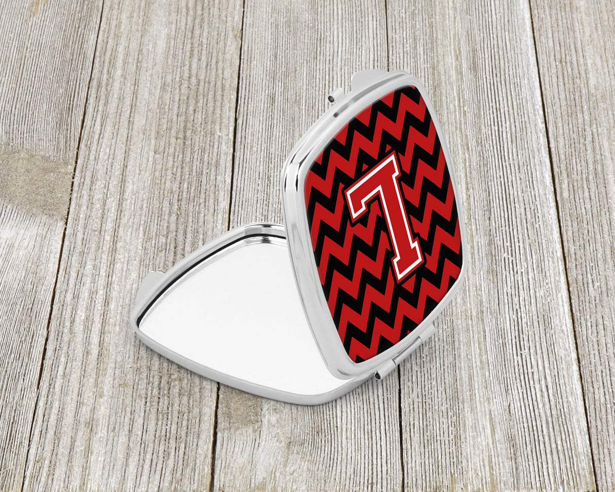 Letter L Chevron Black and Red   Compact Mirror CJ1047-LSCM by Caroline's Treasures