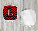 Letter L Chevron Black and Red   Compact Mirror CJ1047-LSCM by Caroline's Treasures