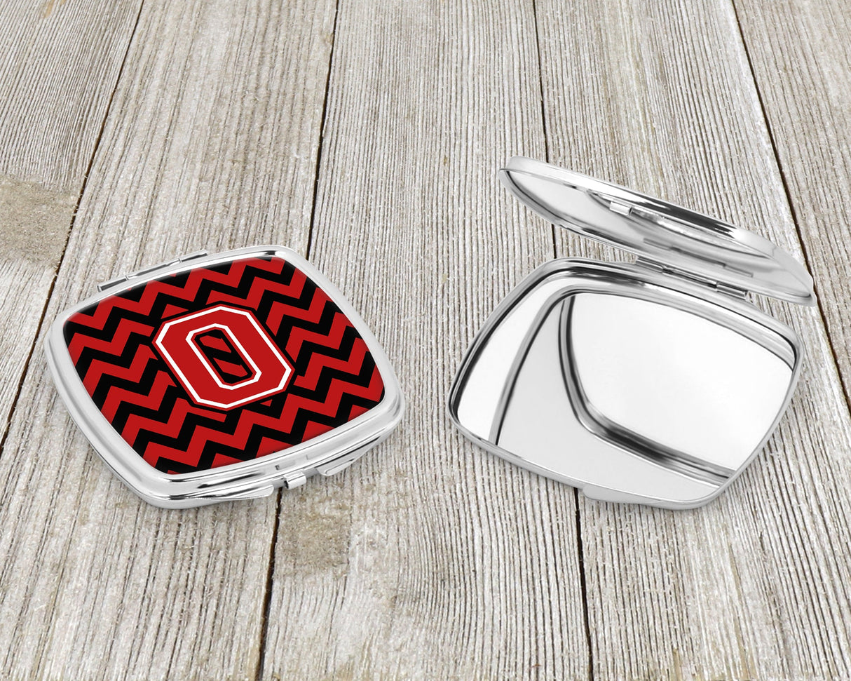 Letter O Chevron Black and Red   Compact Mirror CJ1047-OSCM by Caroline's Treasures