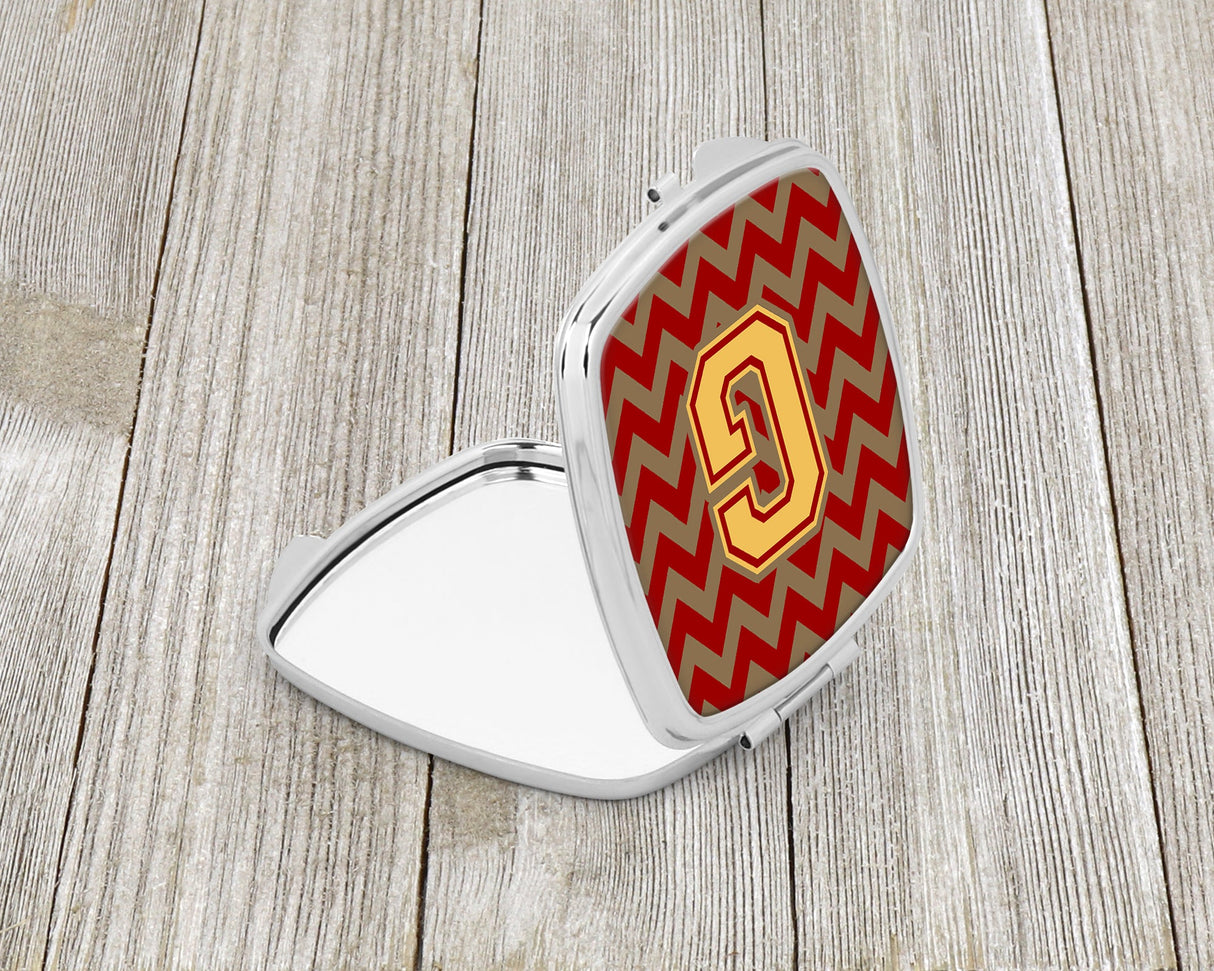 Letter G Chevron Garnet and Gold  Compact Mirror CJ1048-GSCM by Caroline's Treasures