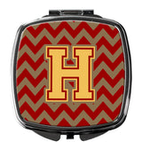 Letter H Chevron Garnet and Gold  Compact Mirror CJ1048-HSCM by Caroline's Treasures