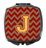 Letter J Chevron Garnet and Gold  Compact Mirror CJ1048-JSCM by Caroline's Treasures