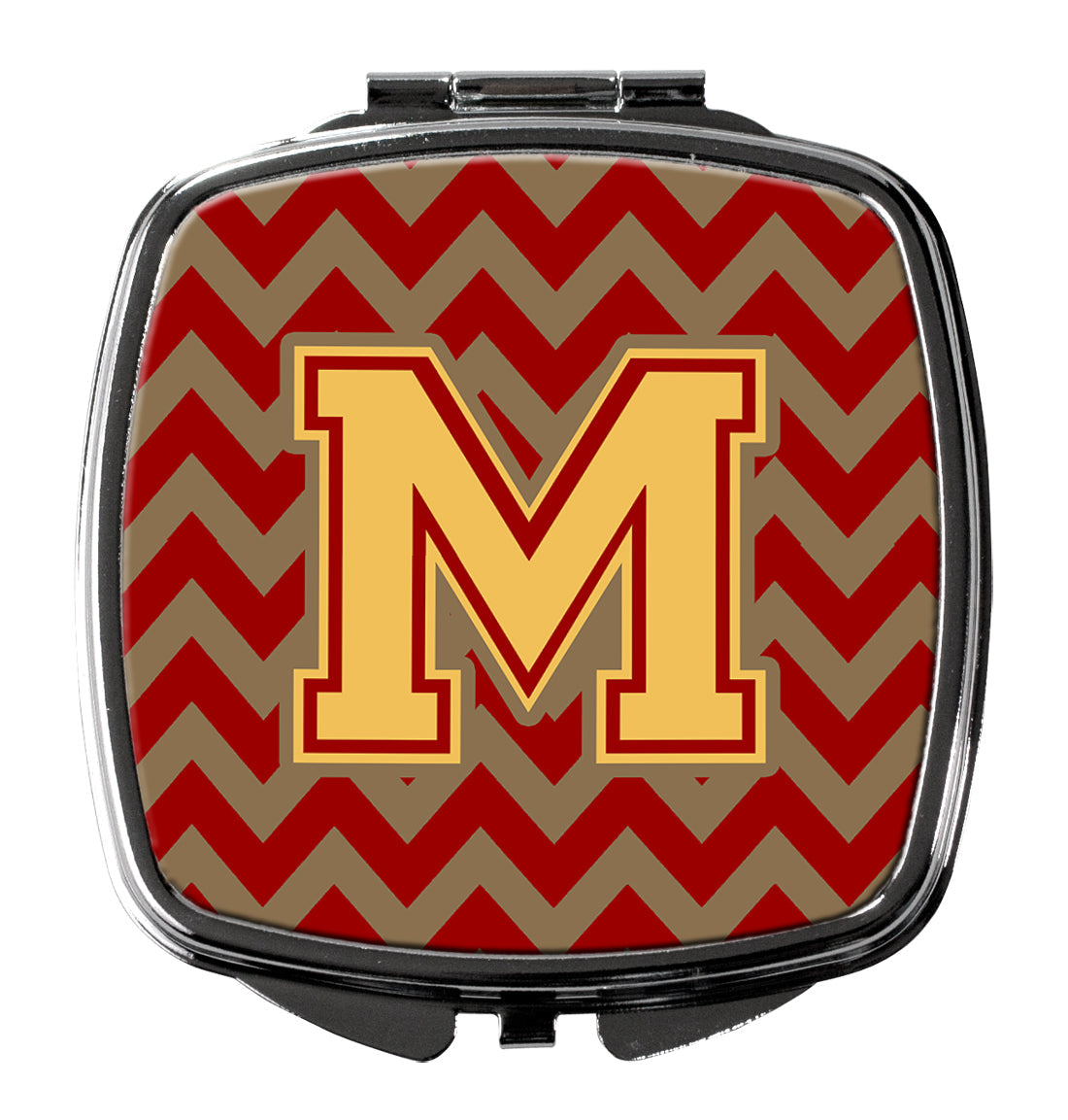 Letter M Chevron Garnet and Gold  Compact Mirror CJ1048-MSCM by Caroline's Treasures