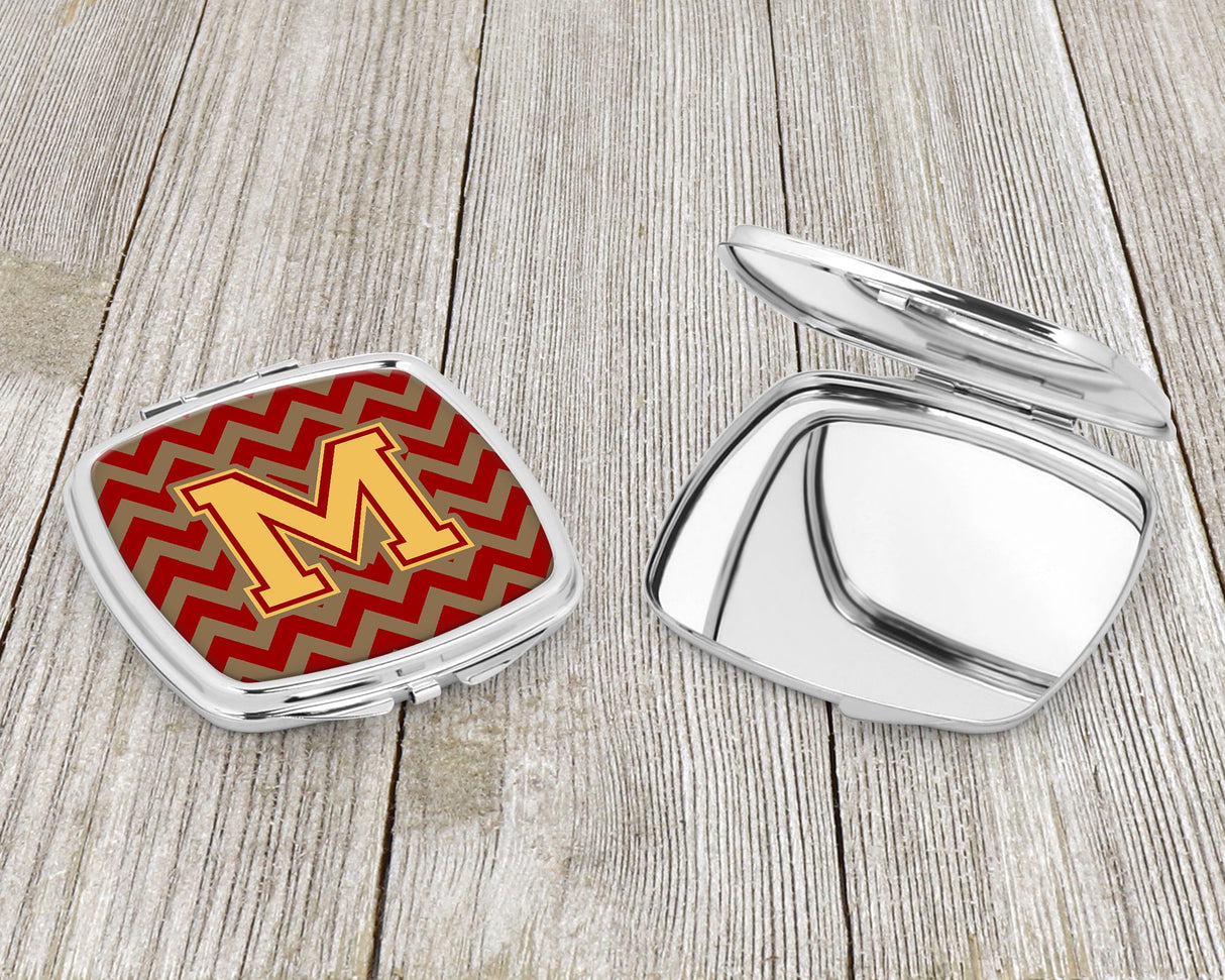 Letter M Chevron Garnet and Gold  Compact Mirror CJ1048-MSCM by Caroline's Treasures