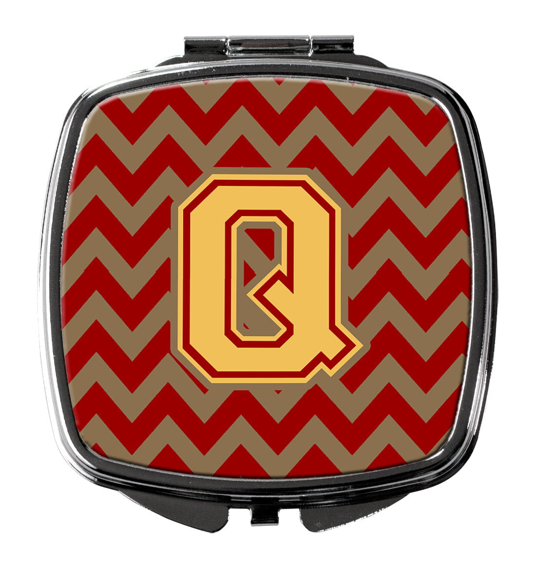 Letter Q Chevron Garnet and Gold  Compact Mirror CJ1048-QSCM by Caroline's Treasures