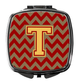 Letter T Chevron Garnet and Gold  Compact Mirror CJ1048-TSCM by Caroline's Treasures