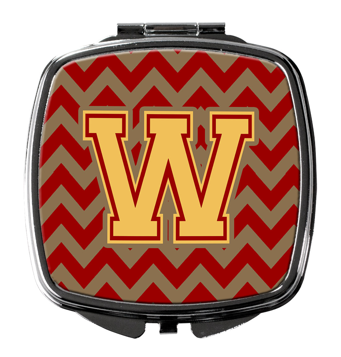 Letter W Chevron Garnet and Gold  Compact Mirror CJ1048-WSCM by Caroline's Treasures