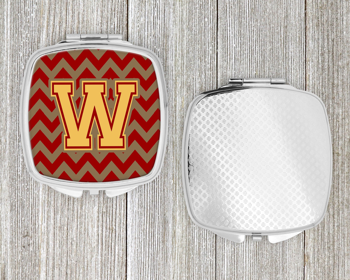 Letter W Chevron Garnet and Gold  Compact Mirror CJ1048-WSCM by Caroline's Treasures