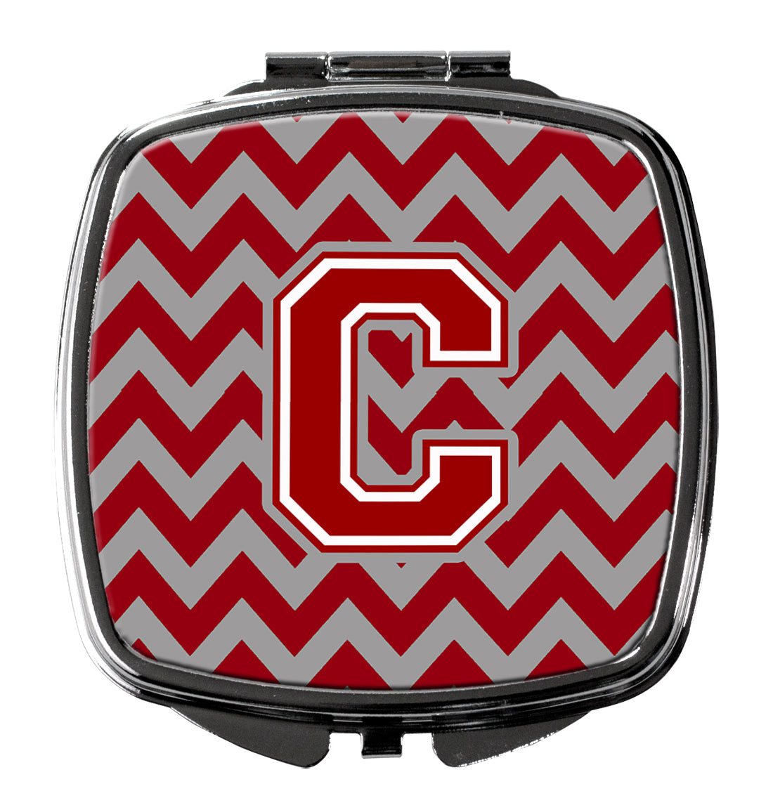 Letter C Chevron Maroon and White Compact Mirror CJ1049-CSCM by Caroline's Treasures