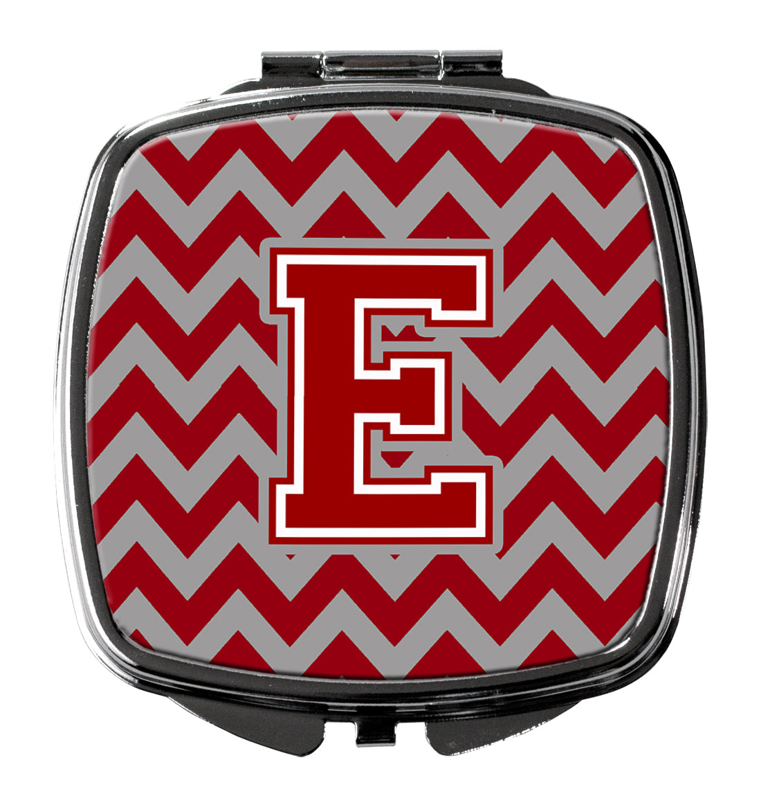 Letter E Chevron Maroon and White Compact Mirror CJ1049-ESCM by Caroline's Treasures