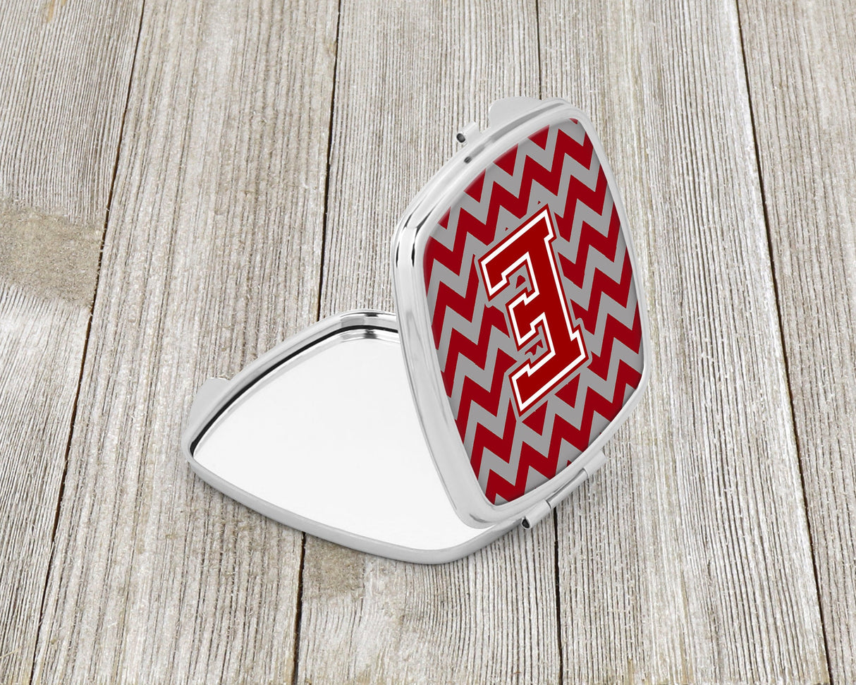 Letter E Chevron Maroon and White Compact Mirror CJ1049-ESCM by Caroline's Treasures