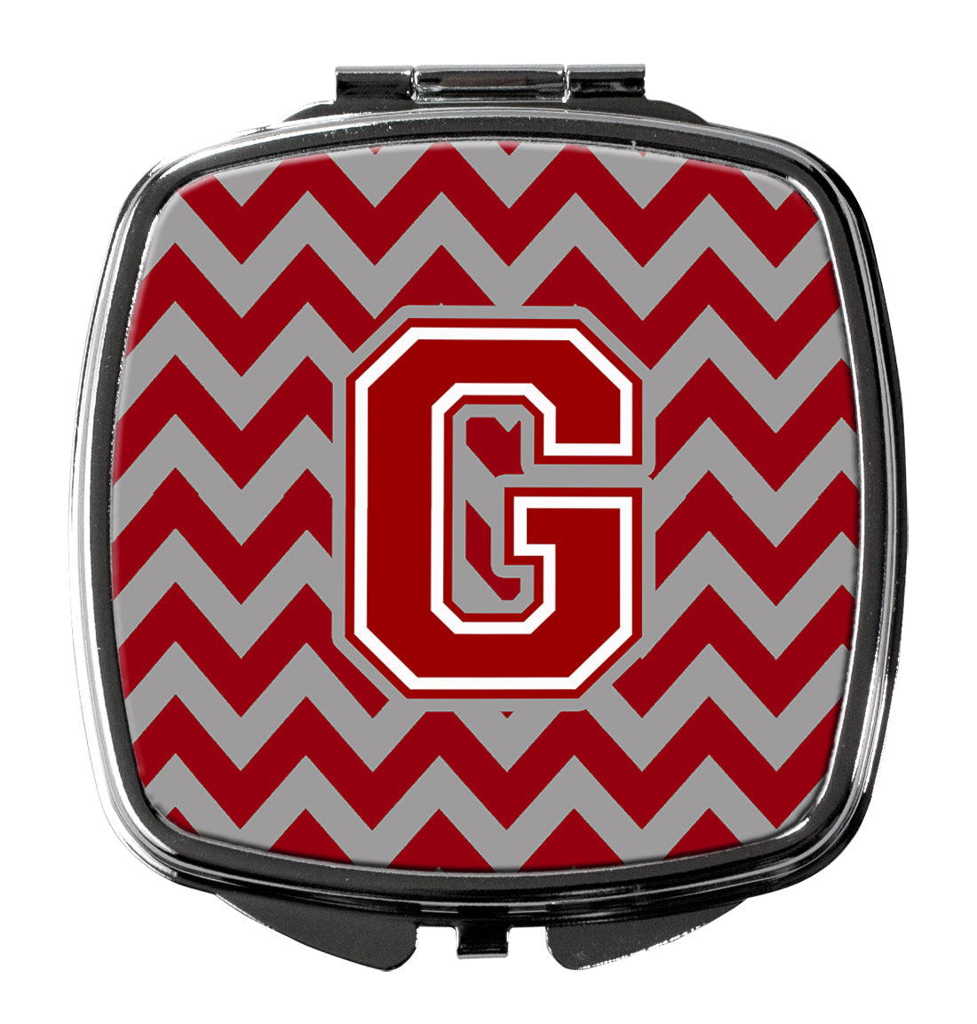 Letter G Chevron Maroon and White Compact Mirror CJ1049-GSCM by Caroline's Treasures