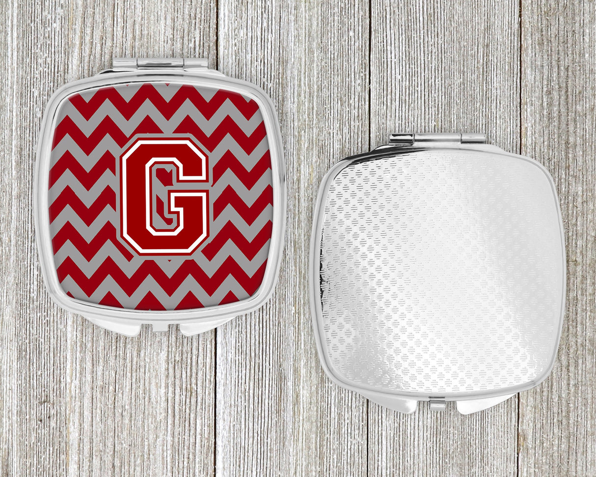 Letter G Chevron Maroon and White Compact Mirror CJ1049-GSCM by Caroline's Treasures