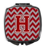 Letter H Chevron Maroon and White Compact Mirror CJ1049-HSCM by Caroline's Treasures