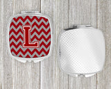 Letter L Chevron Maroon and White Compact Mirror CJ1049-LSCM by Caroline's Treasures