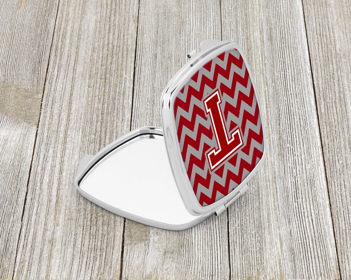 Letter T Chevron Maroon and White Compact Mirror CJ1049-TSCM by Caroline's Treasures