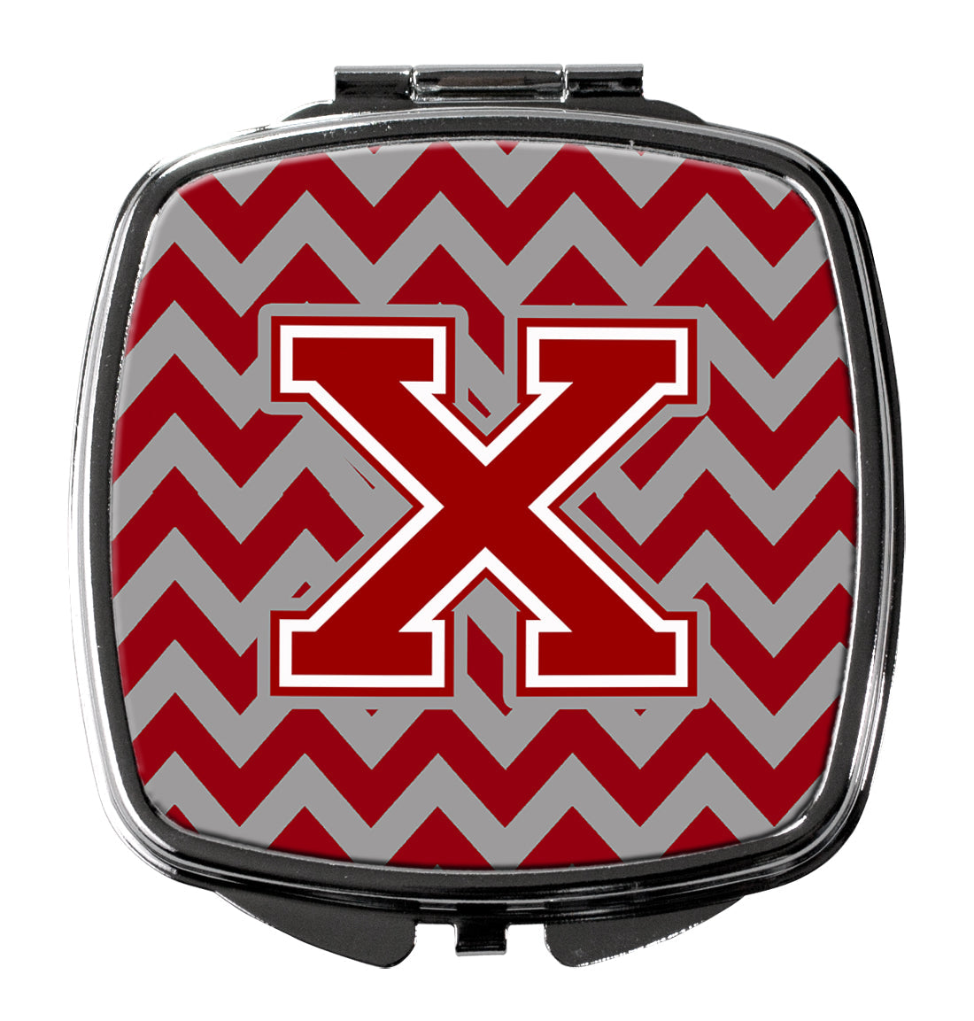 Letter X Chevron Maroon and White Compact Mirror CJ1049-XSCM by Caroline's Treasures