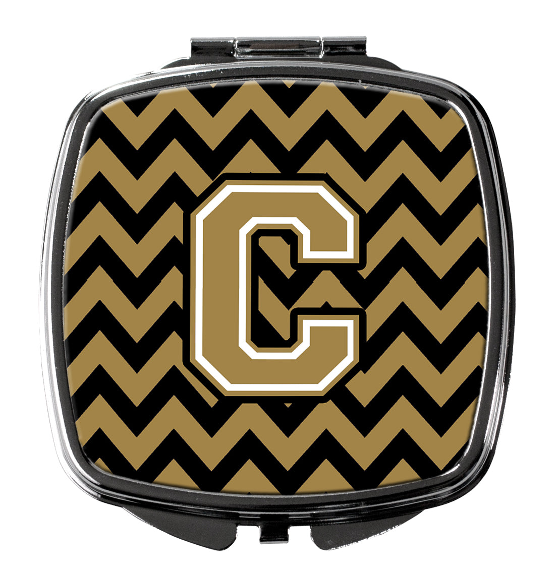 Letter C Chevron Black and Gold  Compact Mirror CJ1050-CSCM by Caroline's Treasures