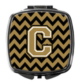 Letter C Chevron Black and Gold  Compact Mirror CJ1050-CSCM by Caroline's Treasures