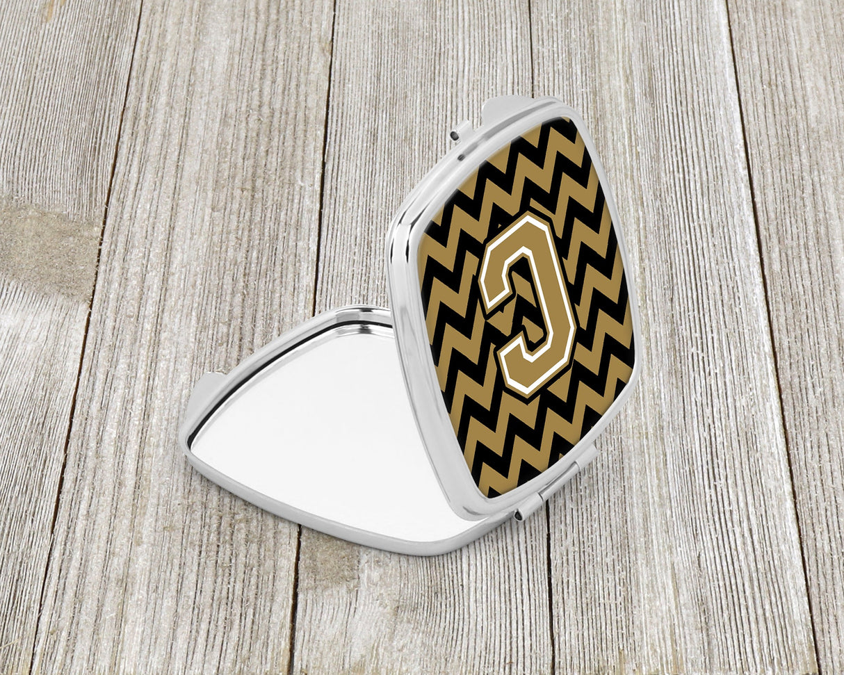 Letter C Chevron Black and Gold  Compact Mirror CJ1050-CSCM by Caroline's Treasures