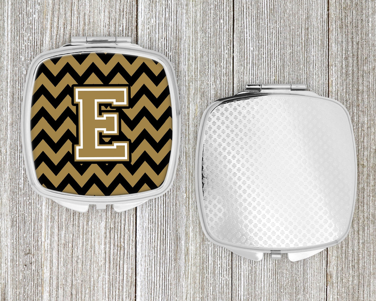 Letter E Chevron Black and Gold  Compact Mirror CJ1050-ESCM by Caroline's Treasures