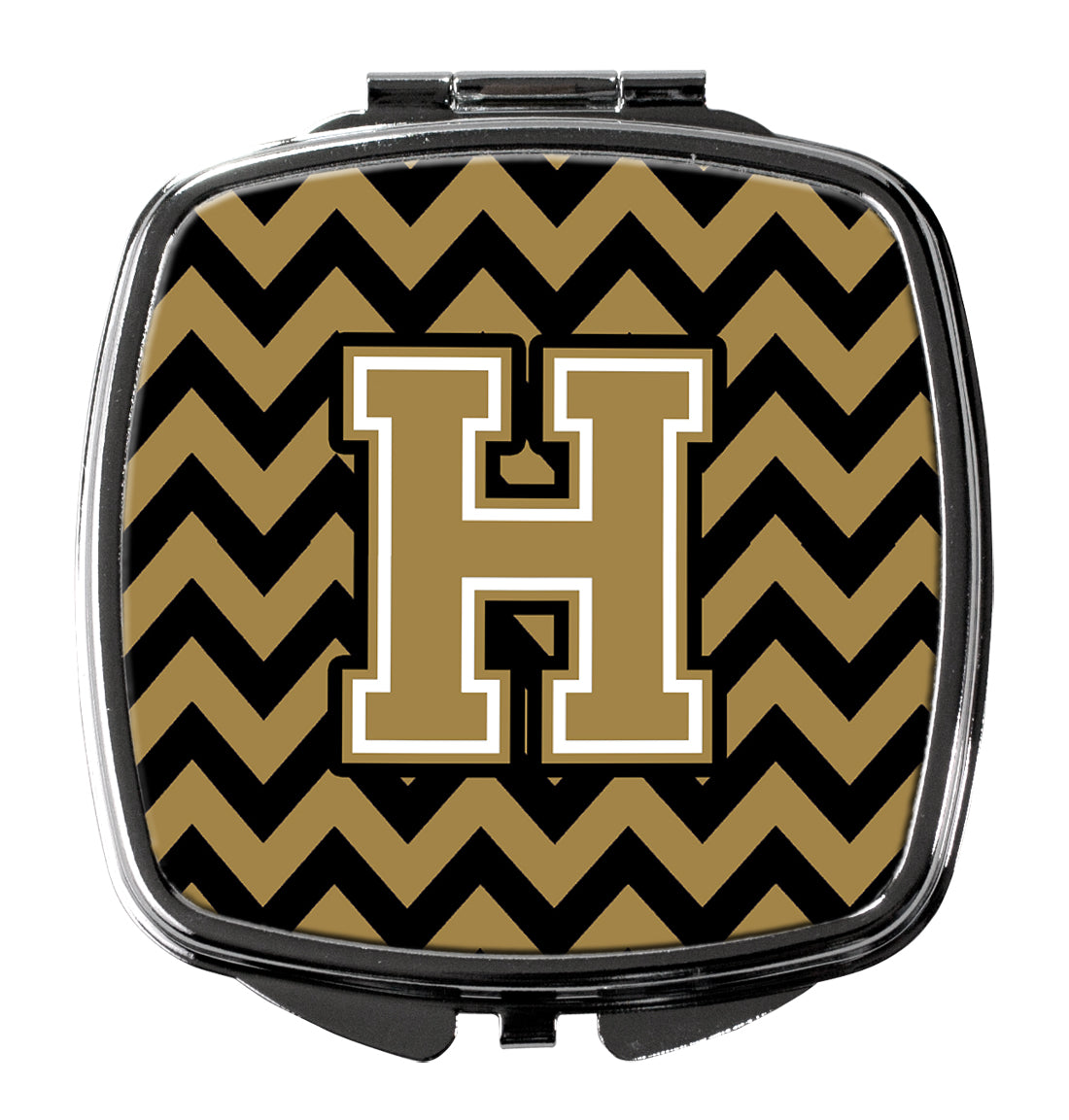 Letter H Chevron Black and Gold  Compact Mirror CJ1050-HSCM by Caroline's Treasures