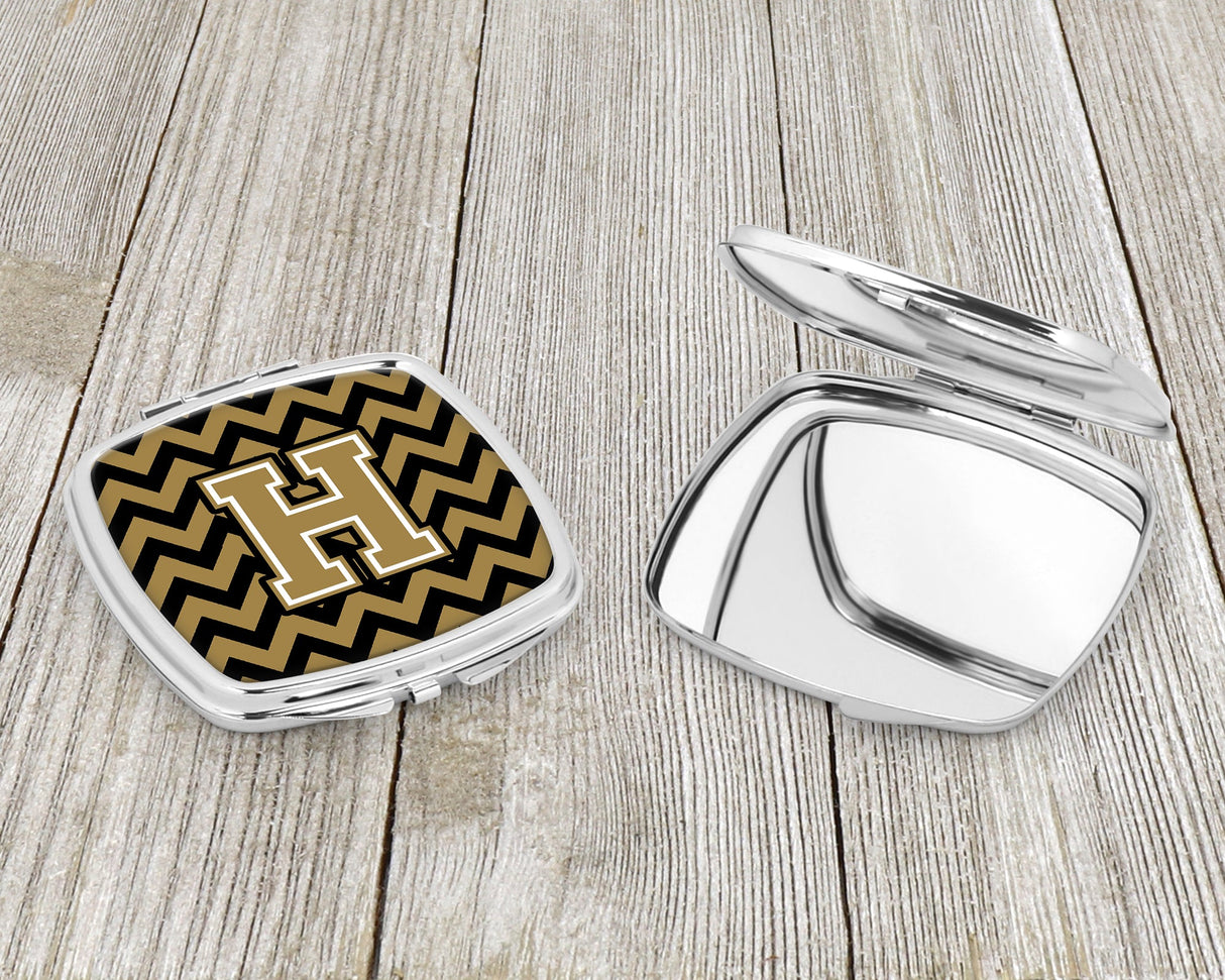 Letter H Chevron Black and Gold  Compact Mirror CJ1050-HSCM by Caroline's Treasures