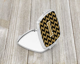 Letter I Chevron Black and Gold  Compact Mirror CJ1050-ISCM by Caroline's Treasures