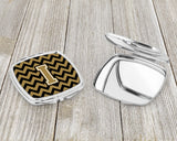 Letter I Chevron Black and Gold  Compact Mirror CJ1050-ISCM by Caroline's Treasures